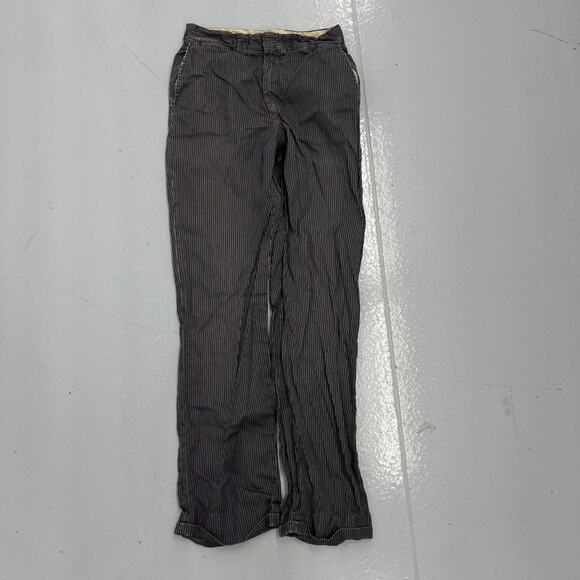 Vintage 40s 50s Black Striped Cotton Flat Trousers 27x30 - Picture 1 of 6